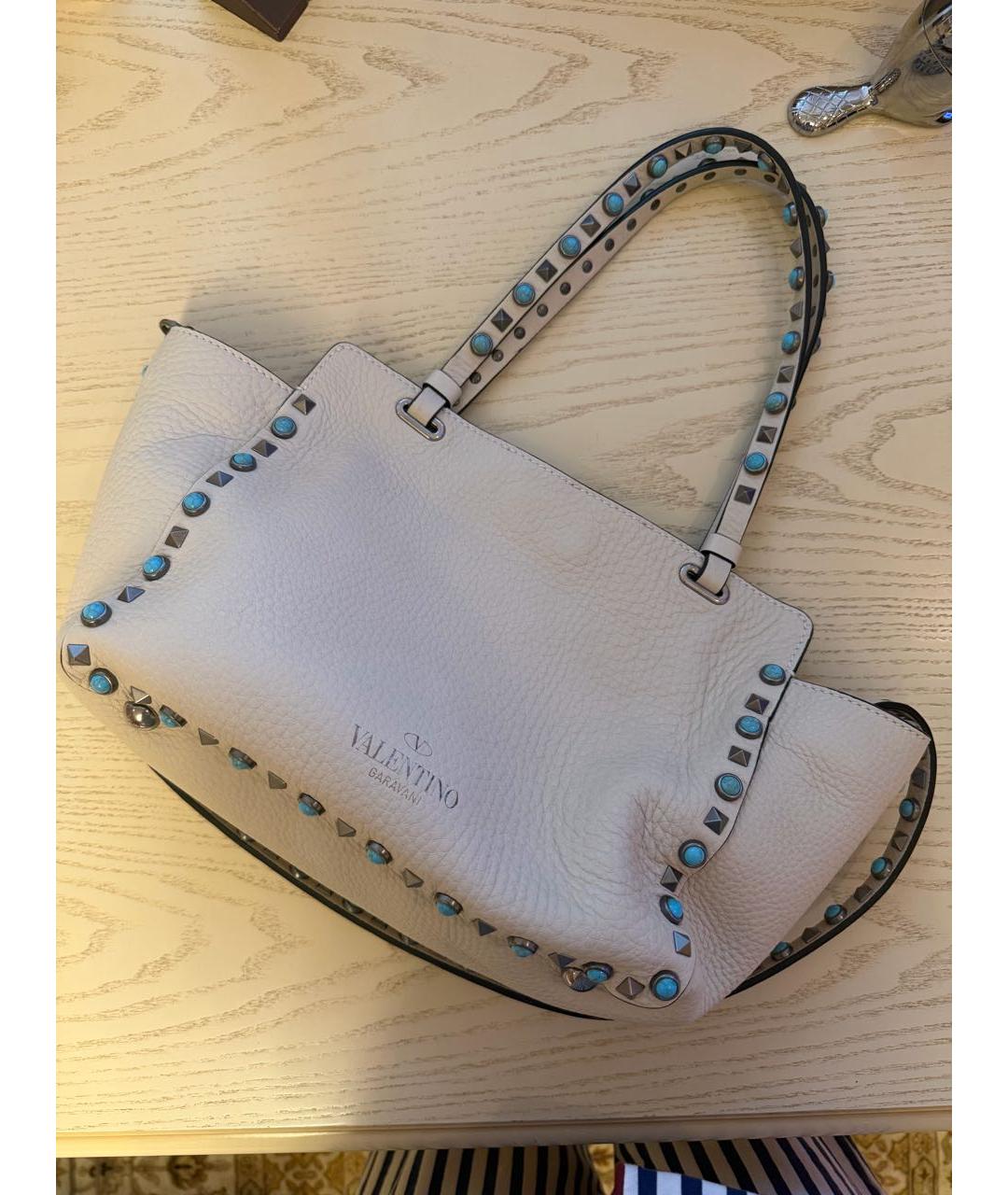 VALENTINO Бежевая кожаная сумка тоут, фото 2