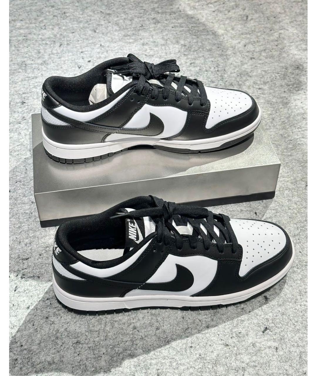 NIKE Черные кожаные низкие кроссовки / кеды, фото 4