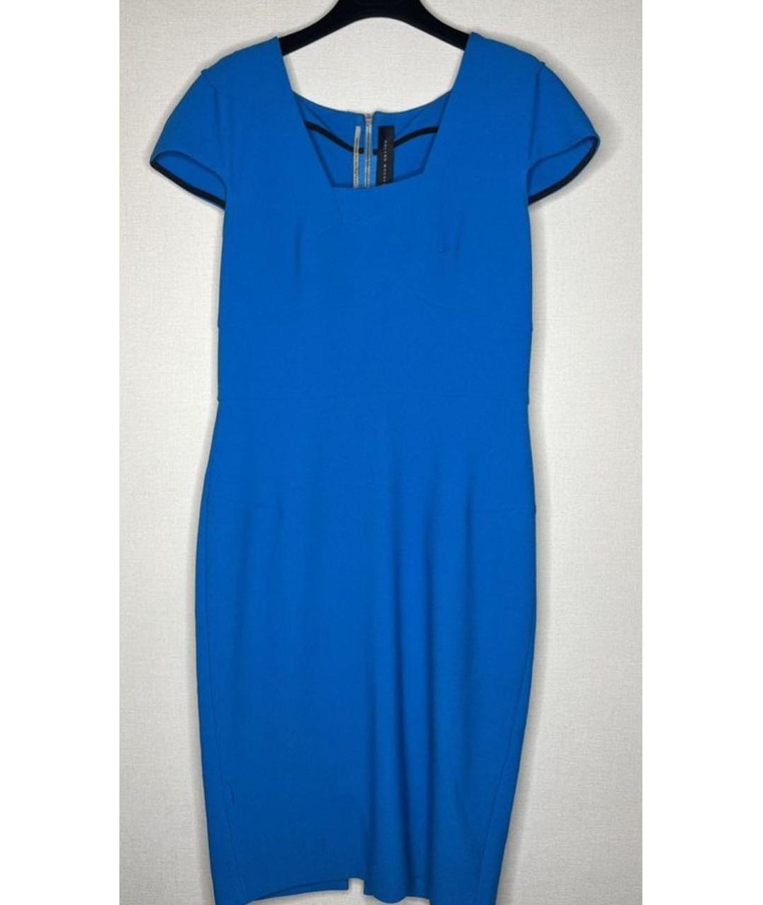 ROLAND MOURET Голубое хлопковое коктейльное платье, фото 7