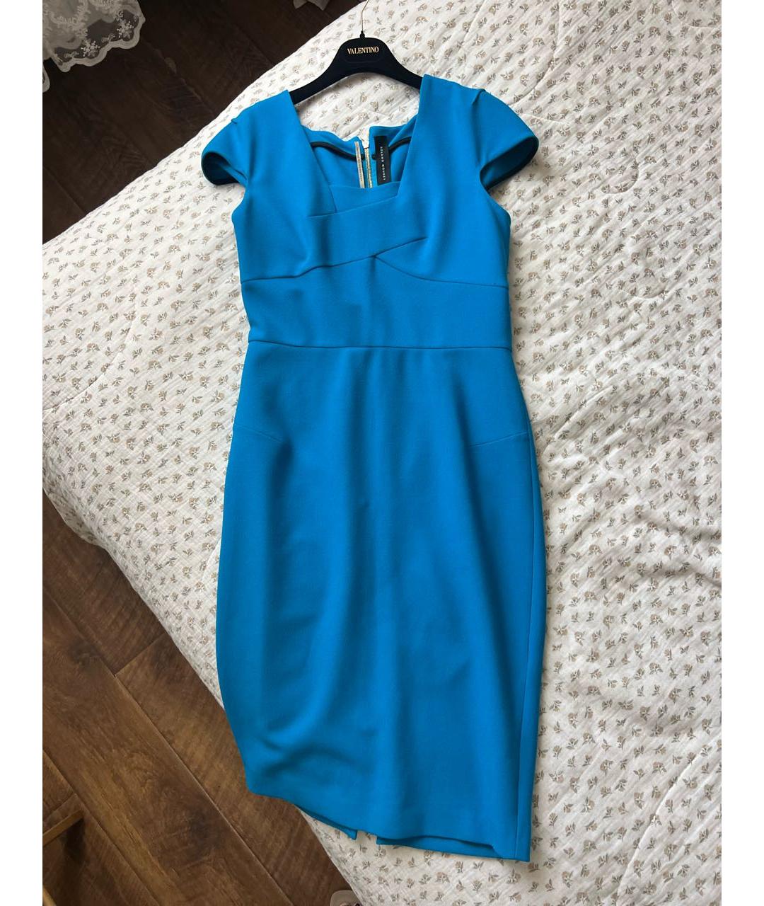 ROLAND MOURET Голубое хлопковое коктейльное платье, фото 6