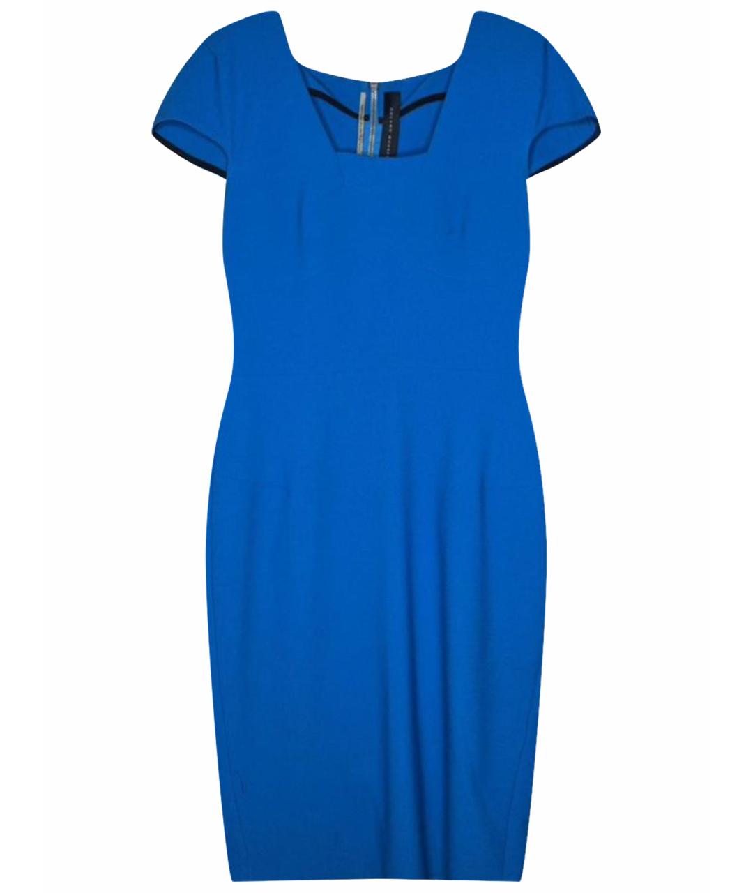 ROLAND MOURET Голубое хлопковое коктейльное платье, фото 1