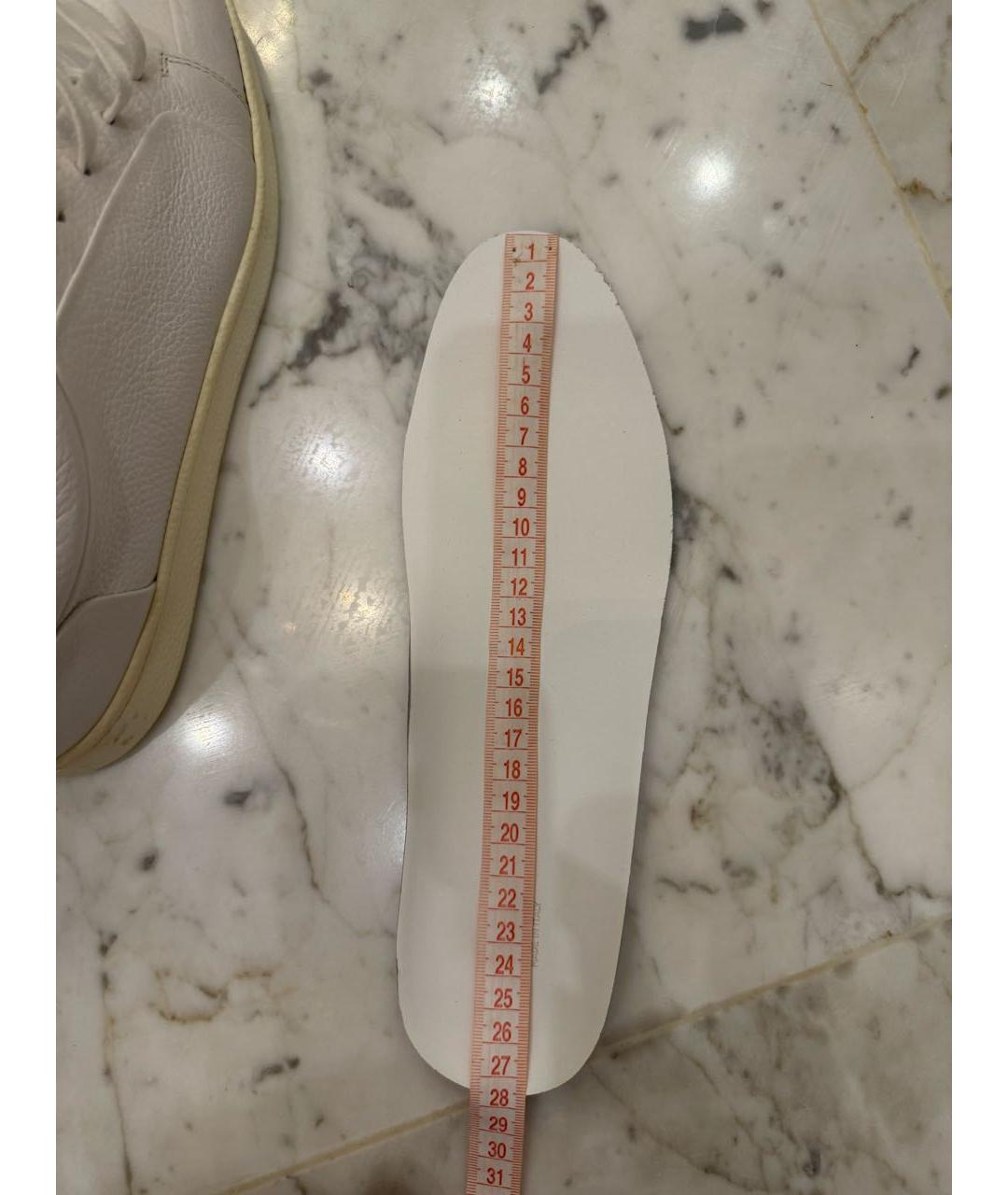 BALENCIAGA Белые кожаные низкие кроссовки / кеды, фото 6