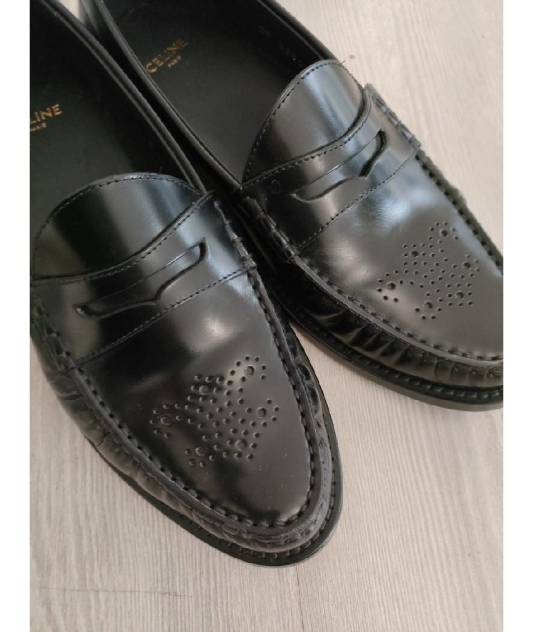 CELINE Черные кожаные лоферы, фото 6