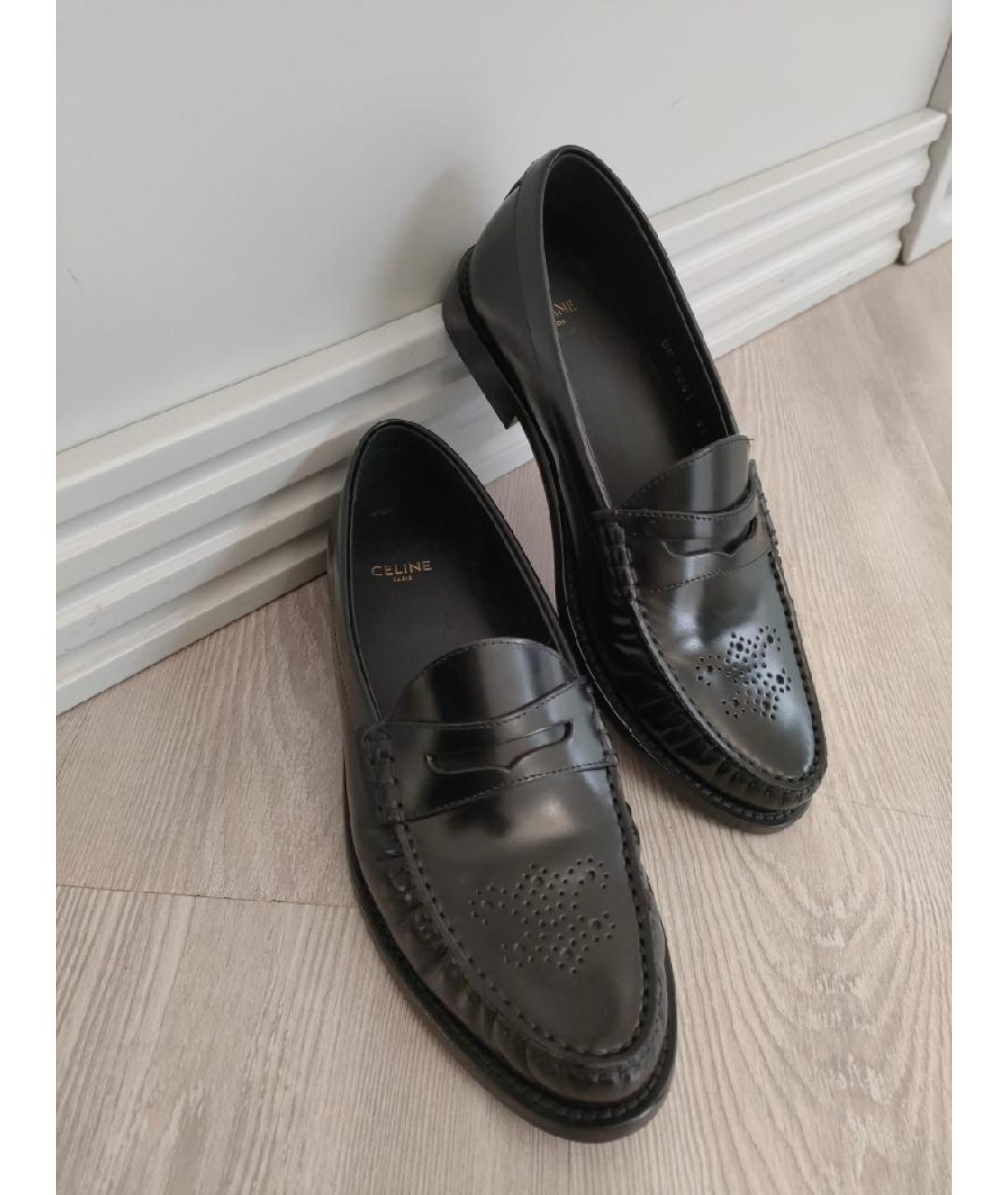 CELINE Черные кожаные лоферы, фото 5