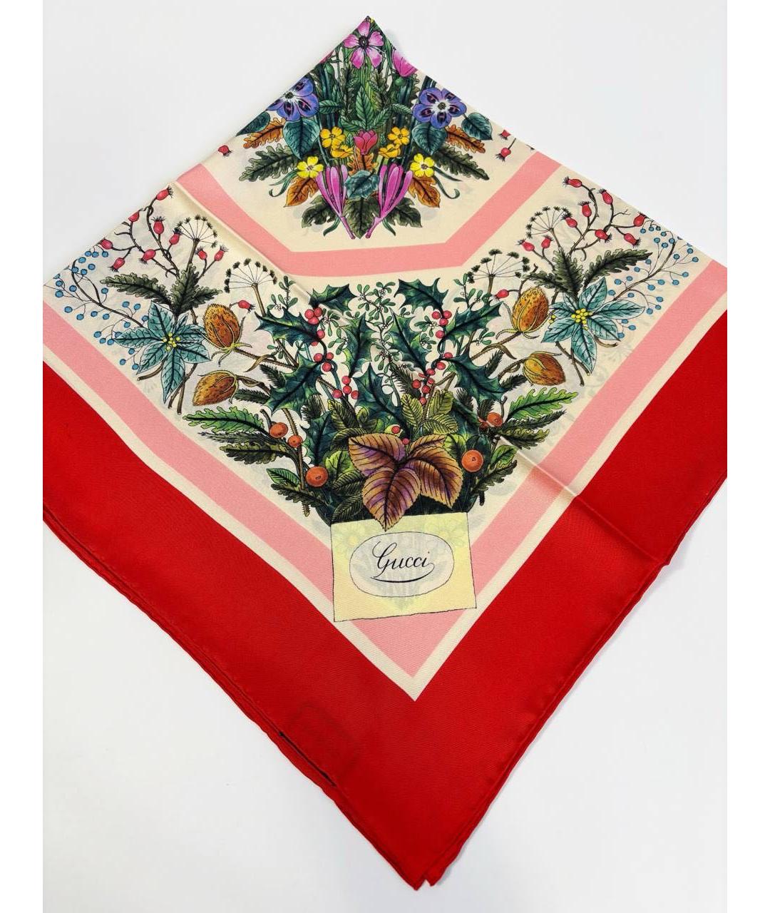 GUCCI Красный шелковый платок, фото 2