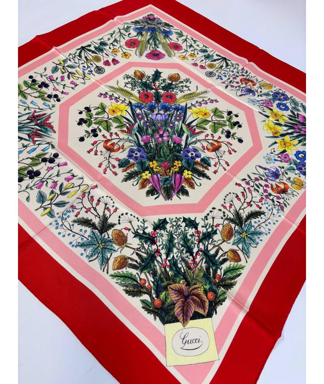 GUCCI Красный шелковый платок, фото 5