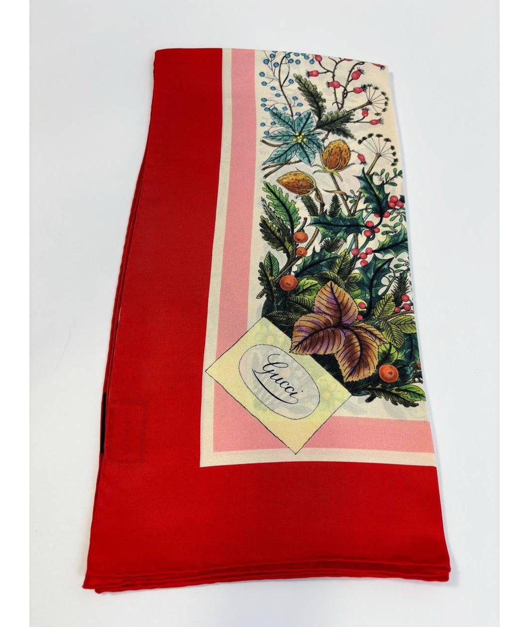 GUCCI Красный шелковый платок, фото 7