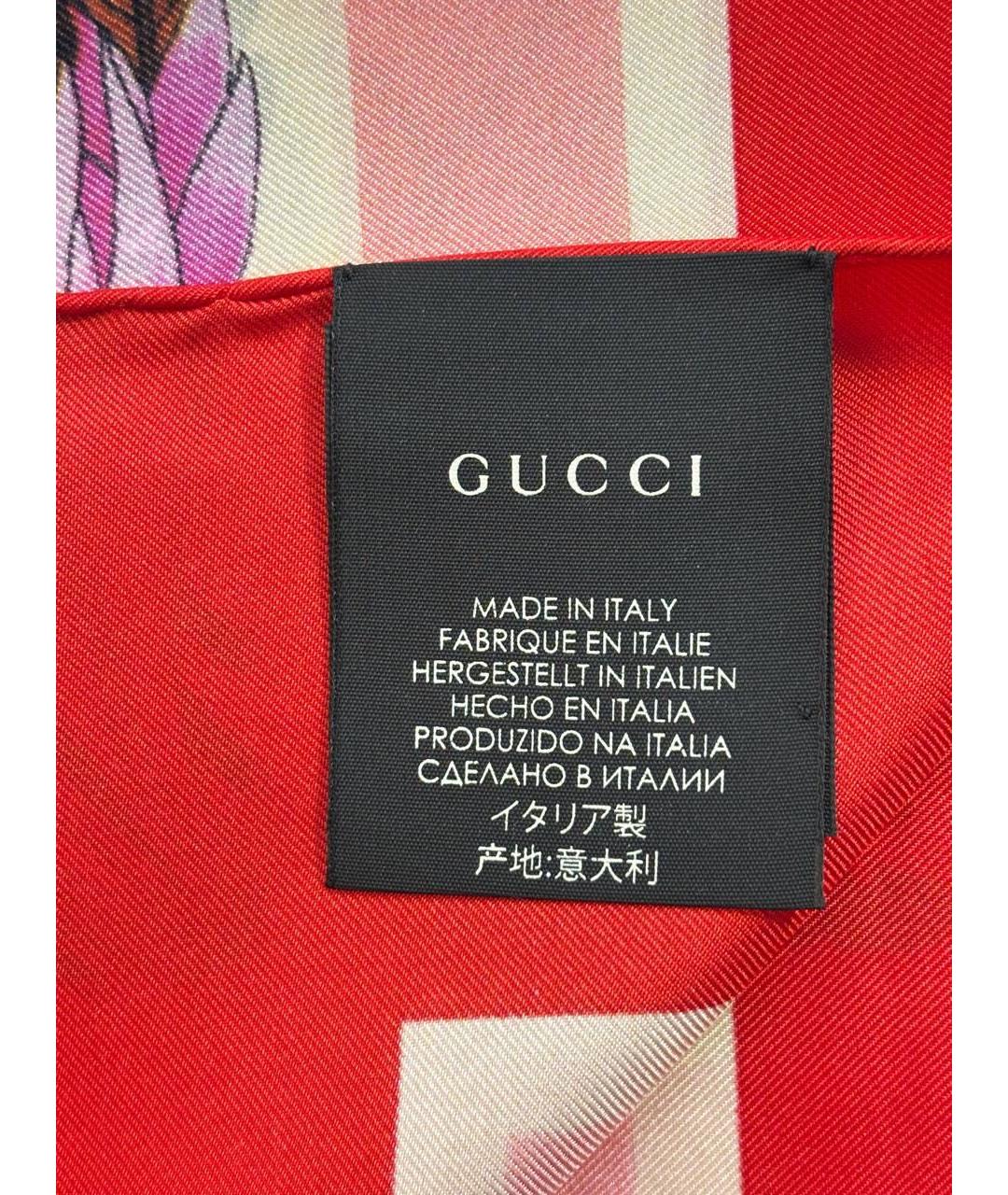 GUCCI Красный шелковый платок, фото 3