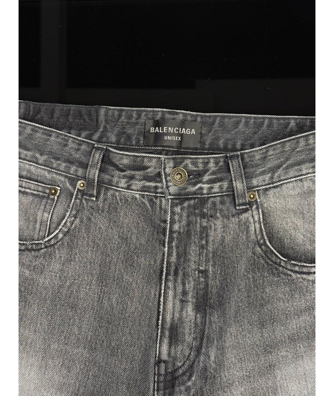 BALENCIAGA Антрацитовые хлопковые прямые джинсы, фото 3