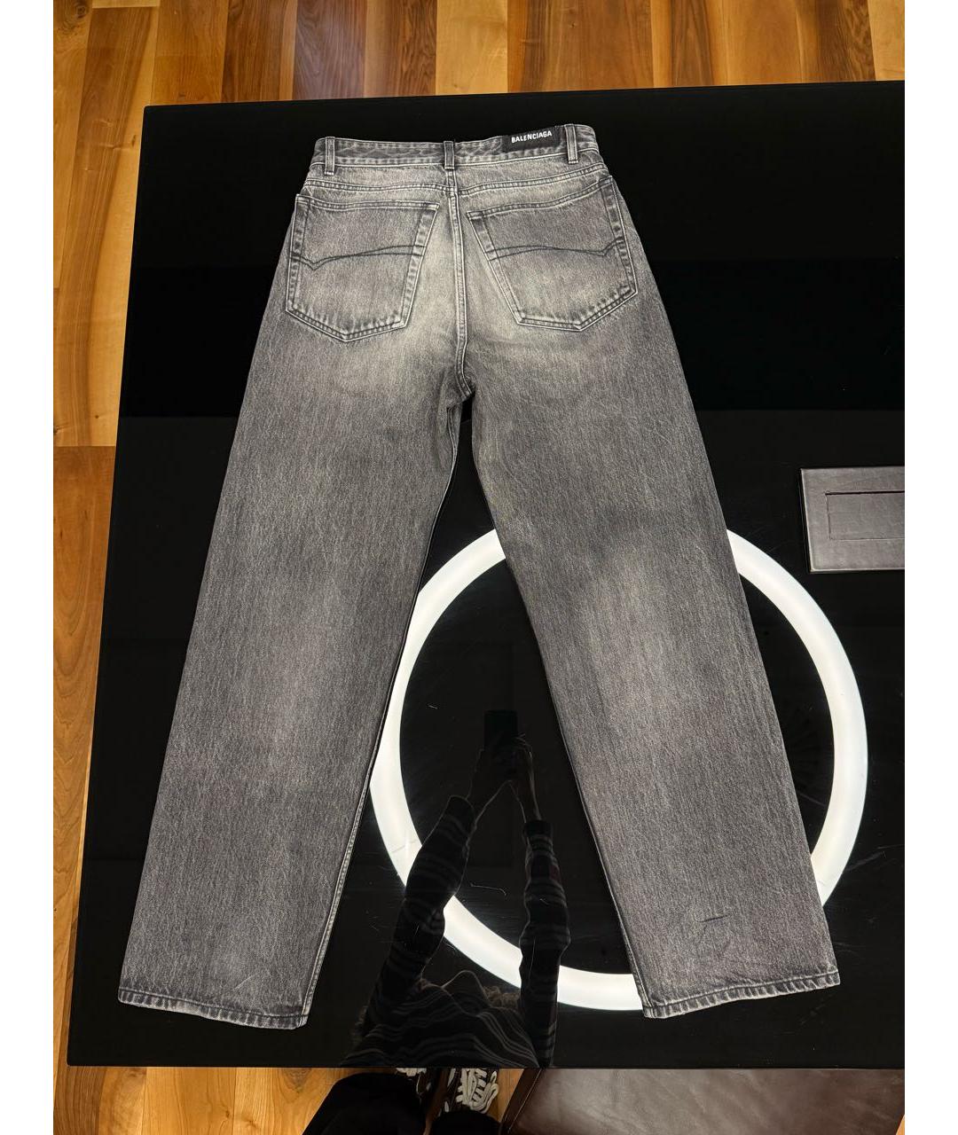 BALENCIAGA Антрацитовые хлопковые прямые джинсы, фото 2