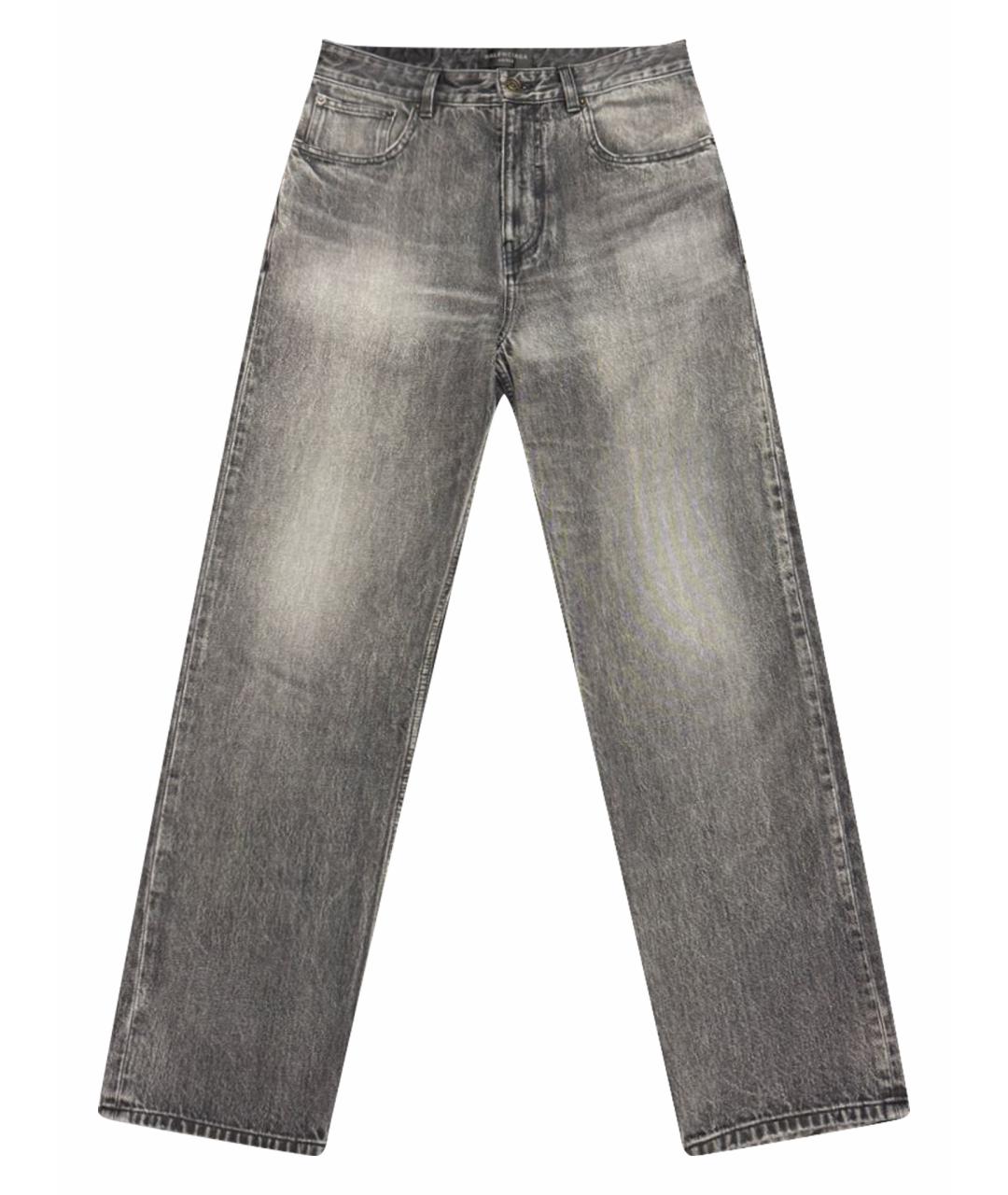 BALENCIAGA Антрацитовые хлопковые прямые джинсы, фото 1