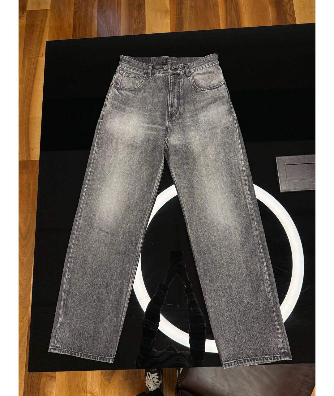 BALENCIAGA Антрацитовые хлопковые прямые джинсы, фото 6