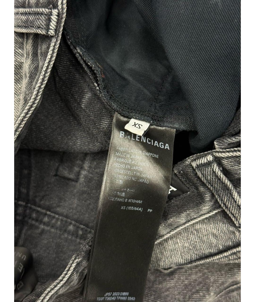 BALENCIAGA Антрацитовые хлопковые прямые джинсы, фото 5