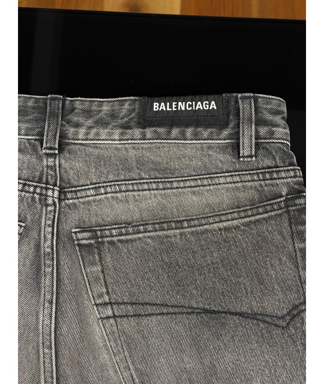 BALENCIAGA Антрацитовые хлопковые прямые джинсы, фото 4