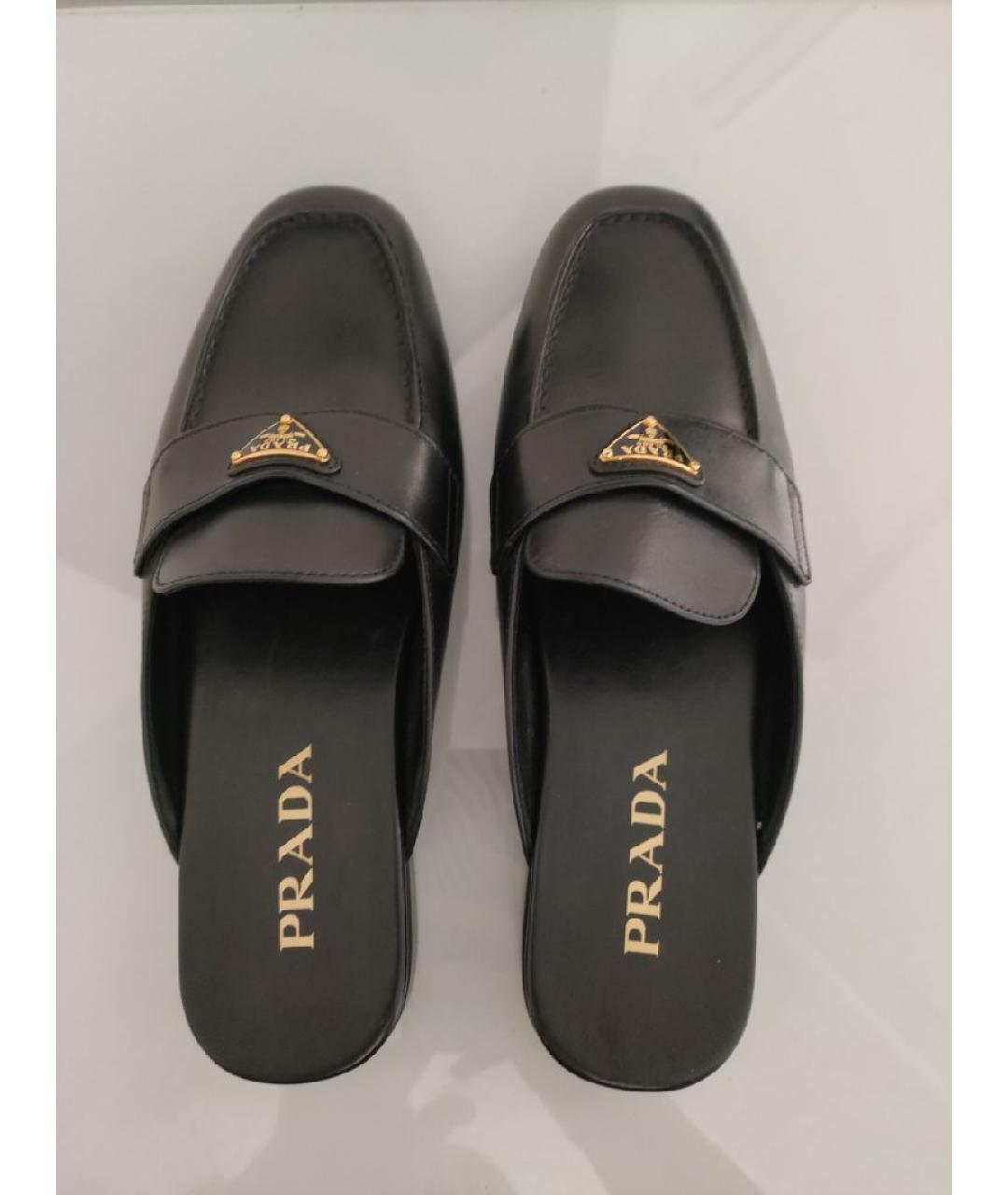 PRADA Черные кожаные мюли, фото 3