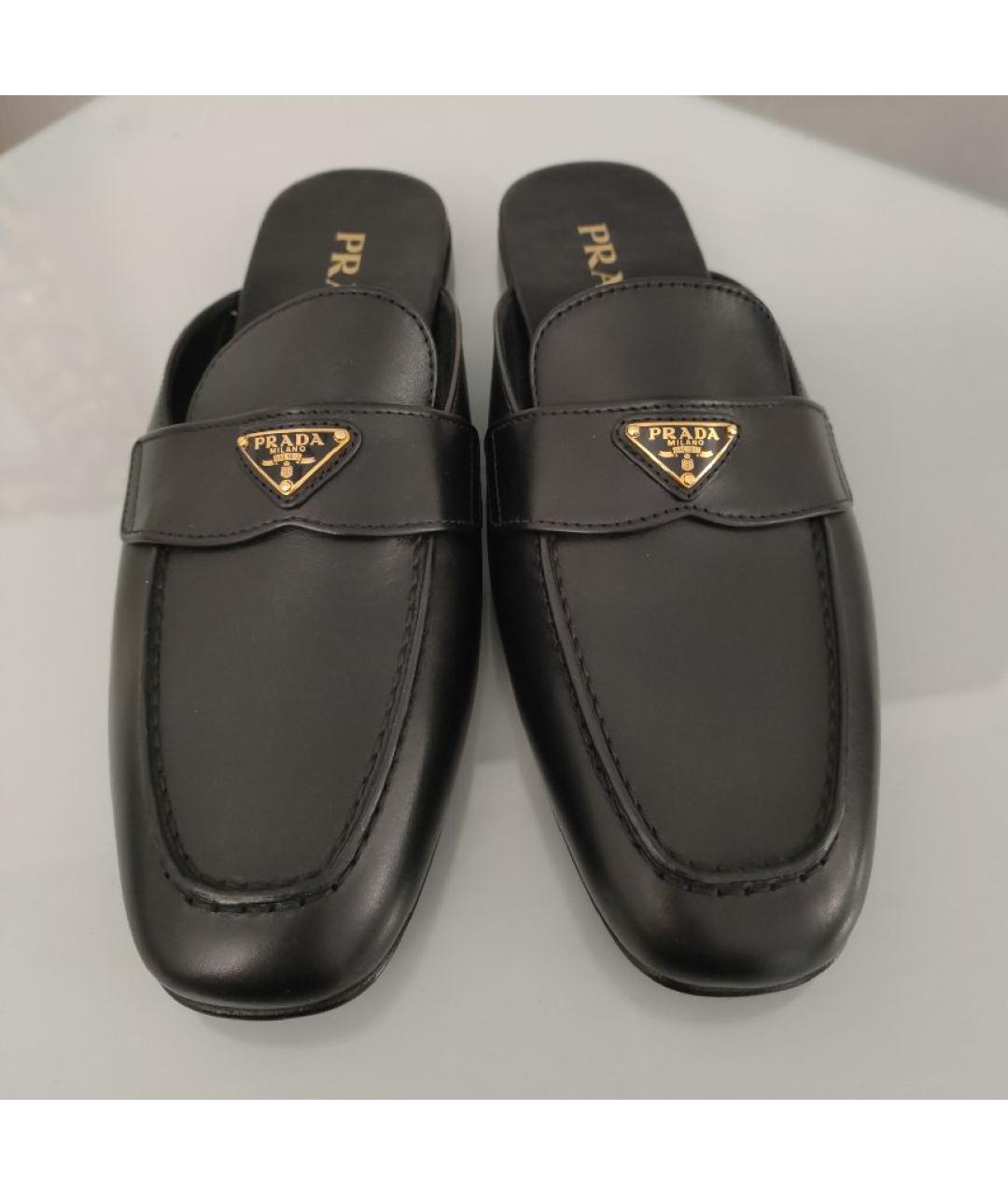PRADA Черные кожаные мюли, фото 2