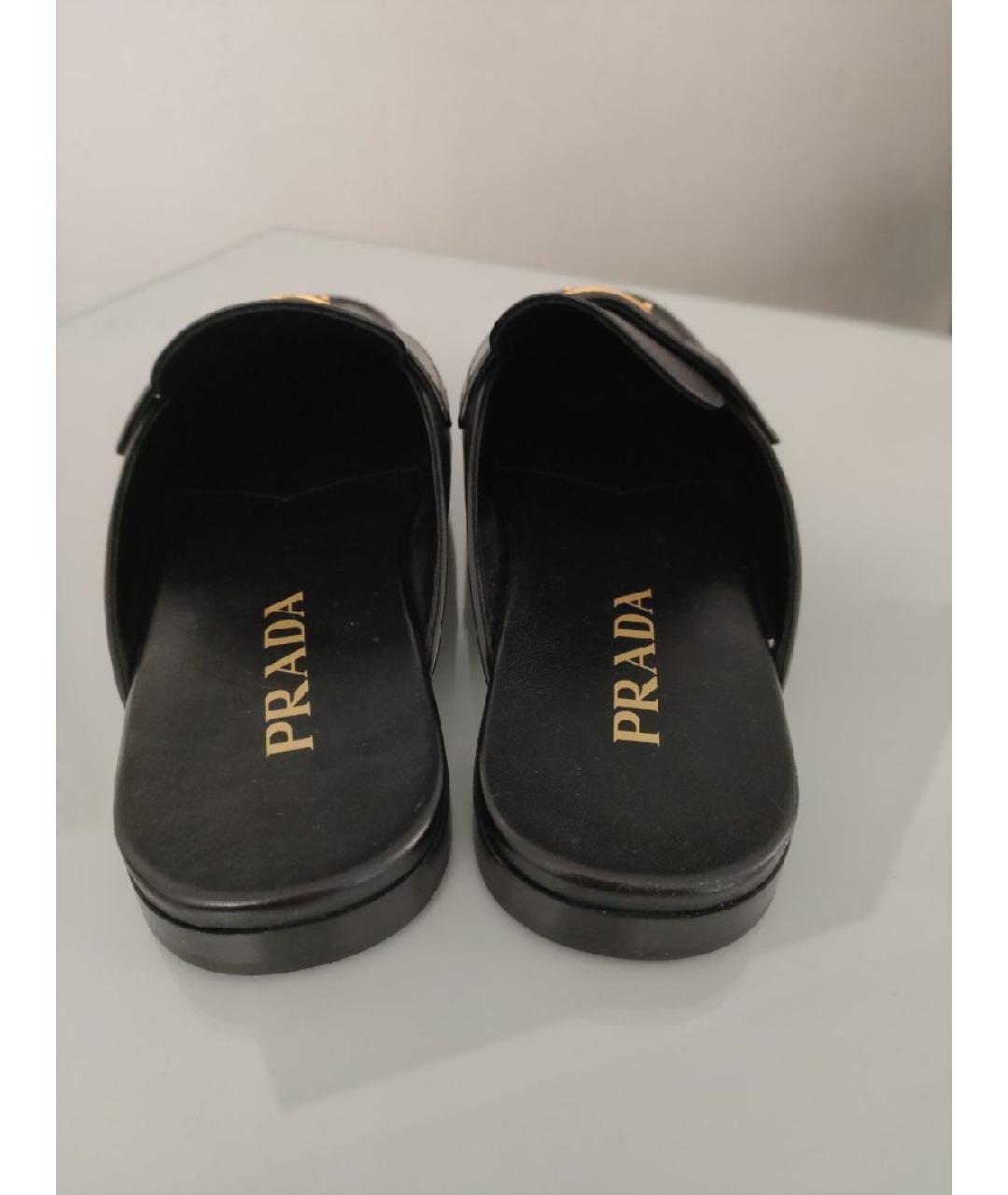 PRADA Черные кожаные мюли, фото 4