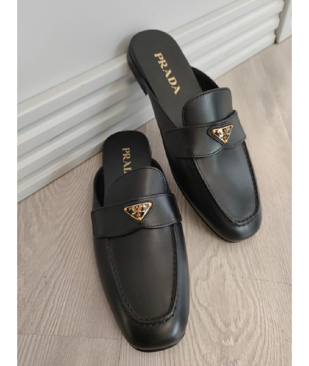 PRADA Черные кожаные мюли, фото 5
