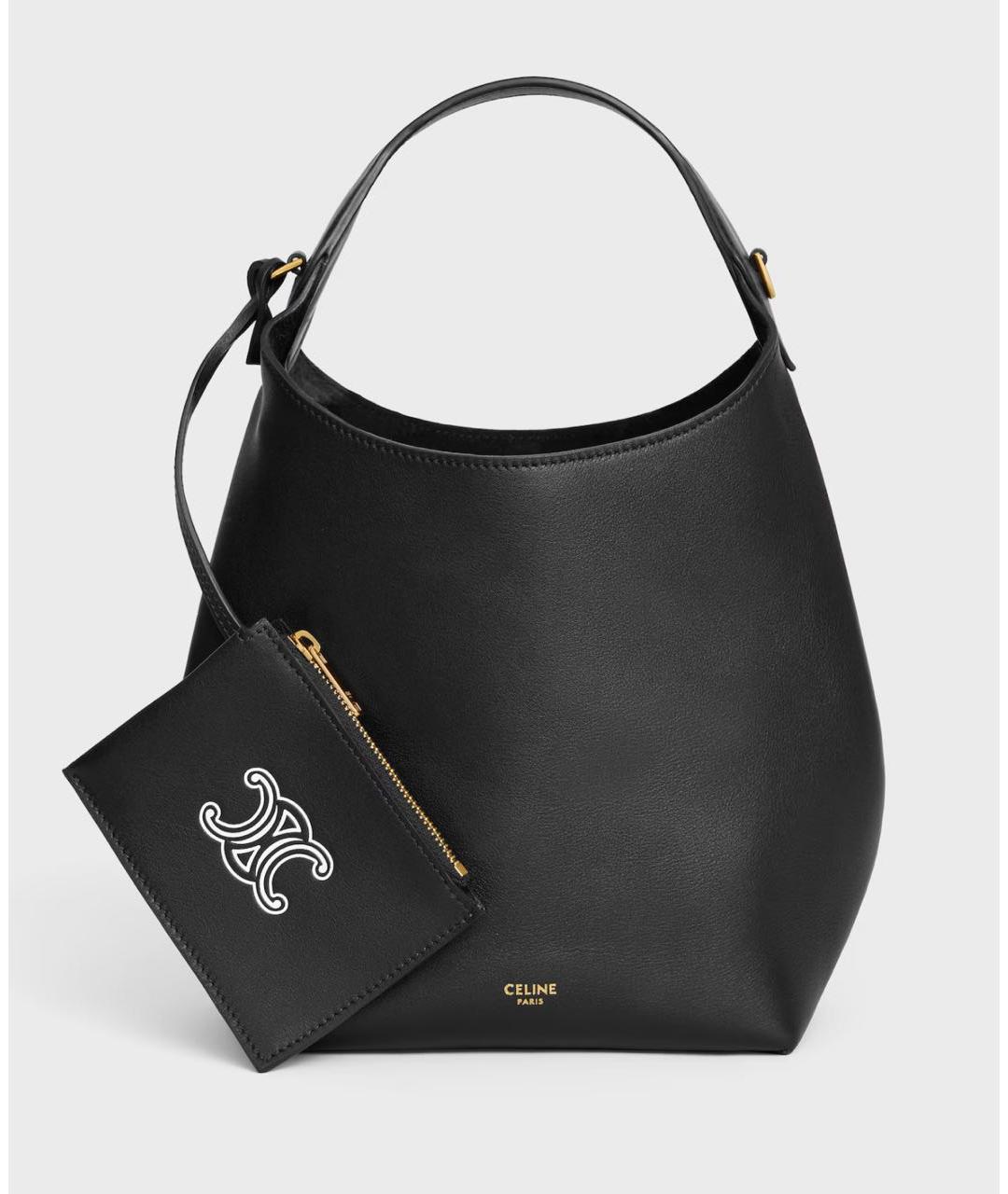 CELINE Черная кожаная сумка тоут, фото 4