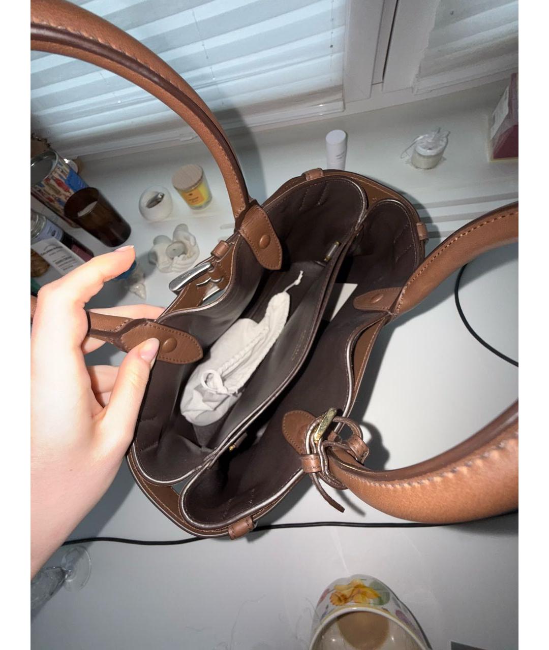 PRADA Коричневая замшевая сумка с короткими ручками, фото 4