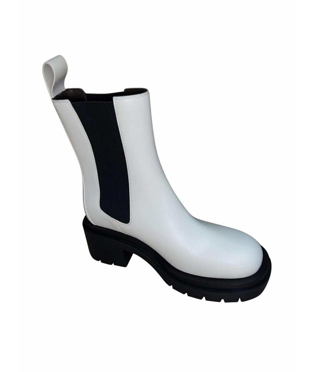 BOTTEGA VENETA Белые кожаные ботинки, фото 4