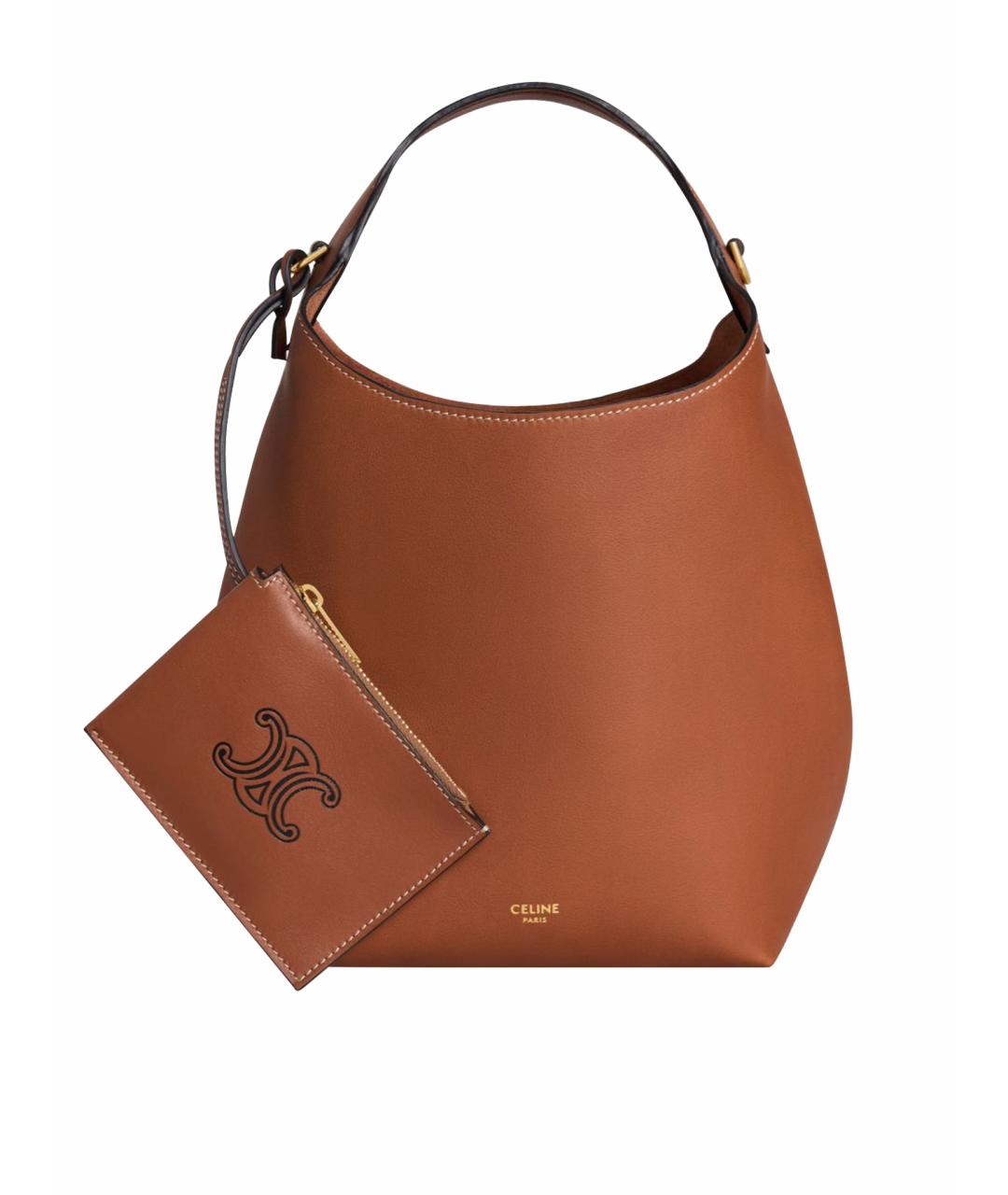 CELINE Коричневая кожаная сумка тоут, фото 5