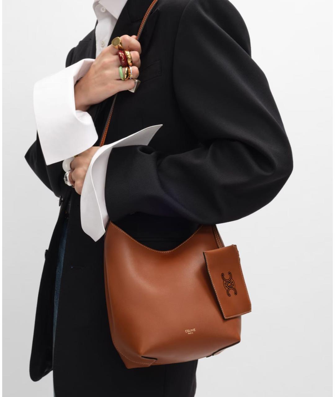 CELINE Коричневая кожаная сумка тоут, фото 2
