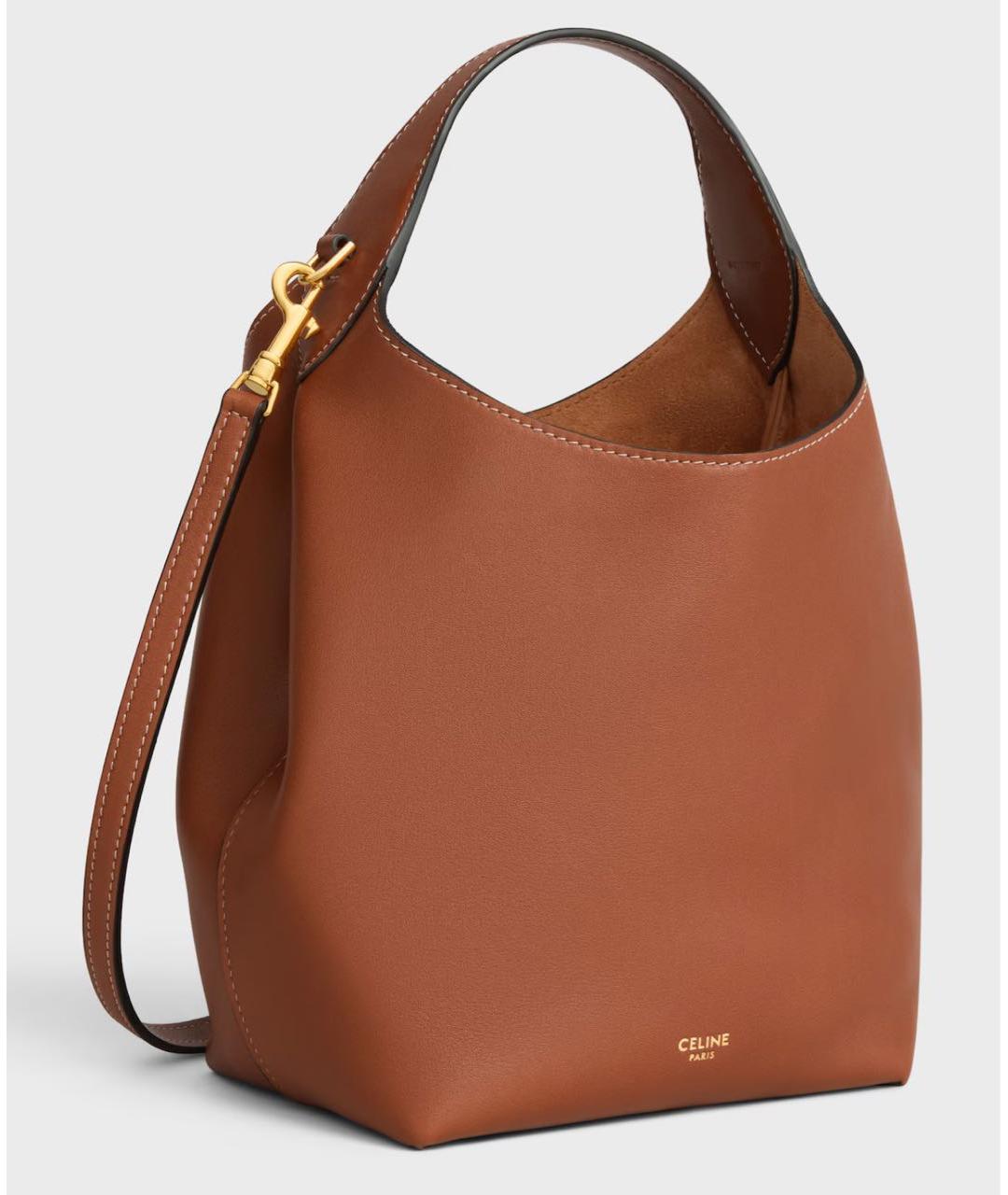 CELINE Коричневая кожаная сумка тоут, фото 3