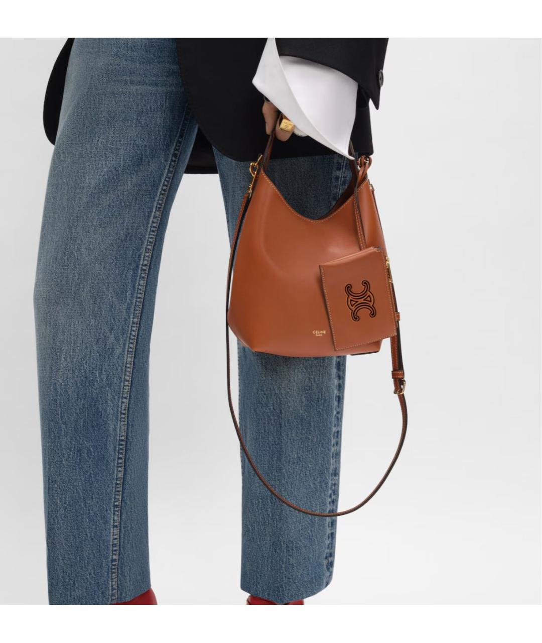 CELINE Коричневая кожаная сумка тоут, фото 4