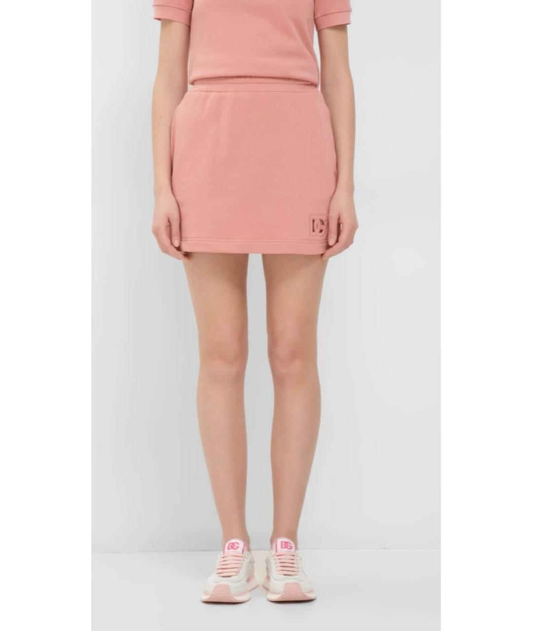 DOLCE&GABBANA Розовая хлопковая юбка мини, фото 4