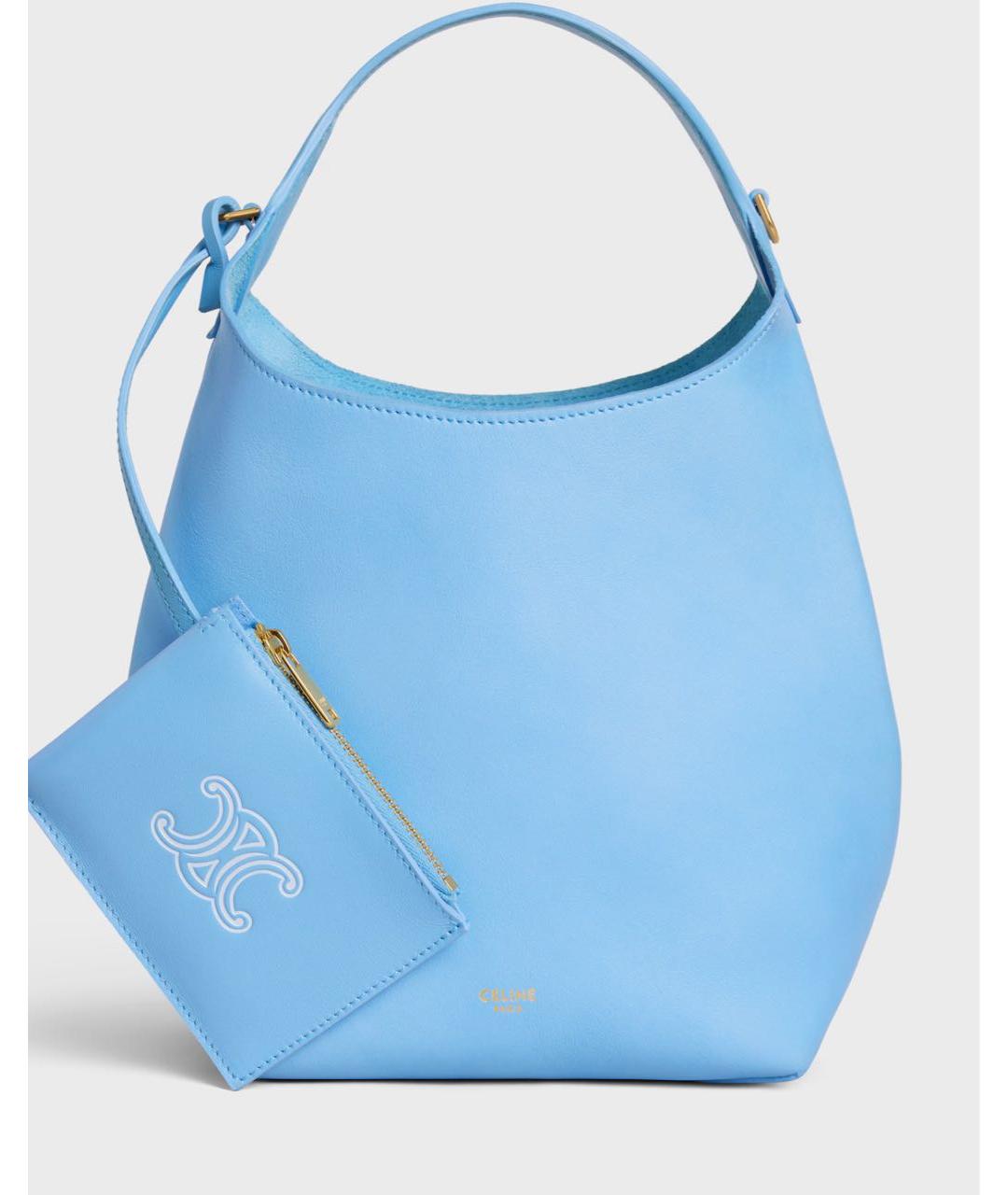 CELINE Голубая кожаная сумка тоут, фото 3