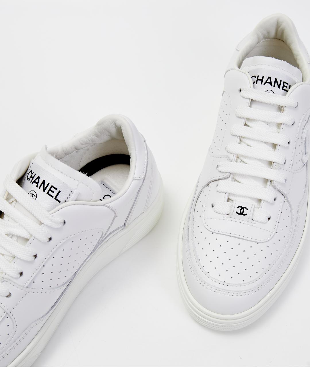 CHANEL Белые кожаные кроссовки, фото 5