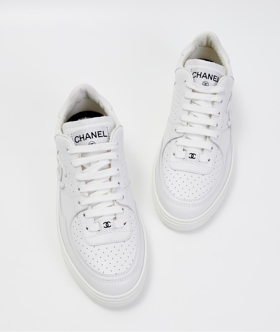CHANEL Белые кожаные кроссовки, фото 4