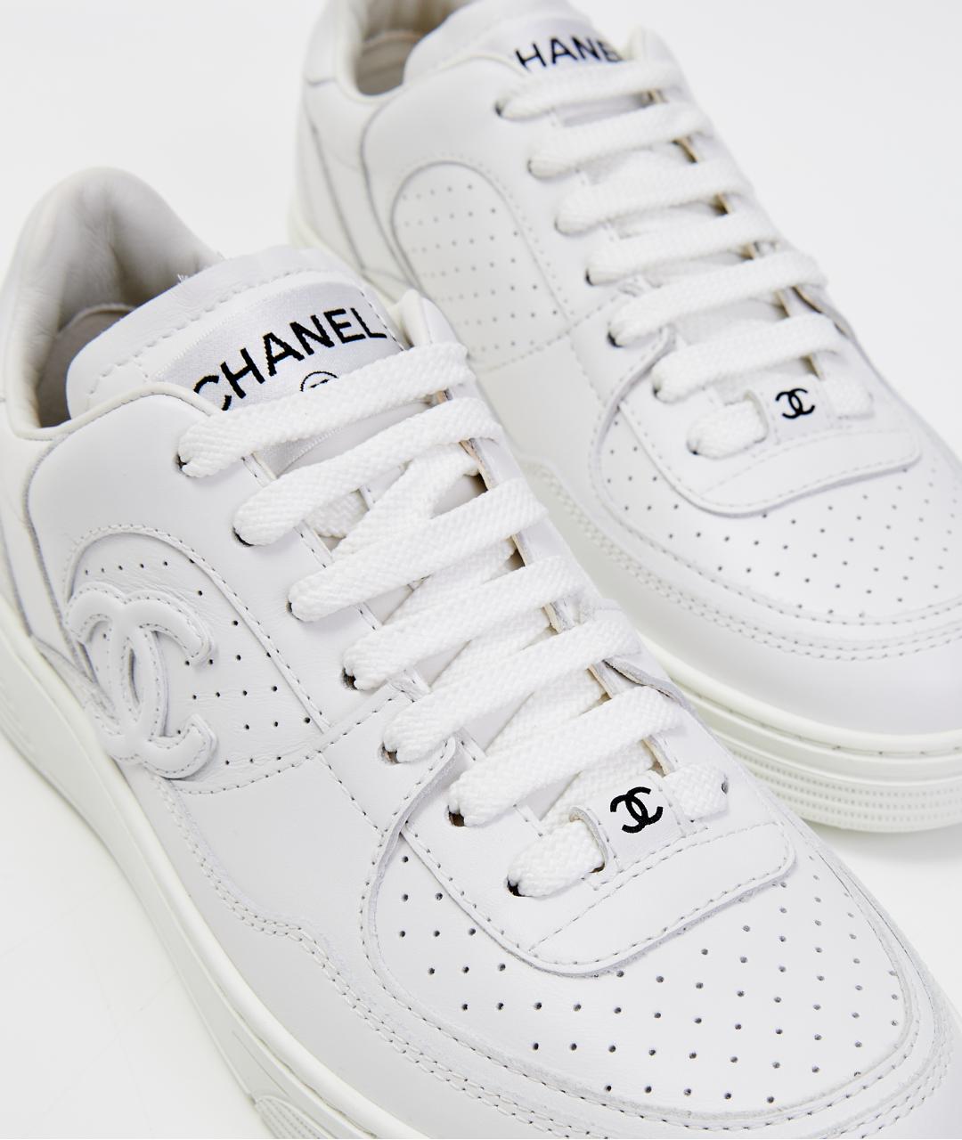 CHANEL Белые кожаные кроссовки, фото 7