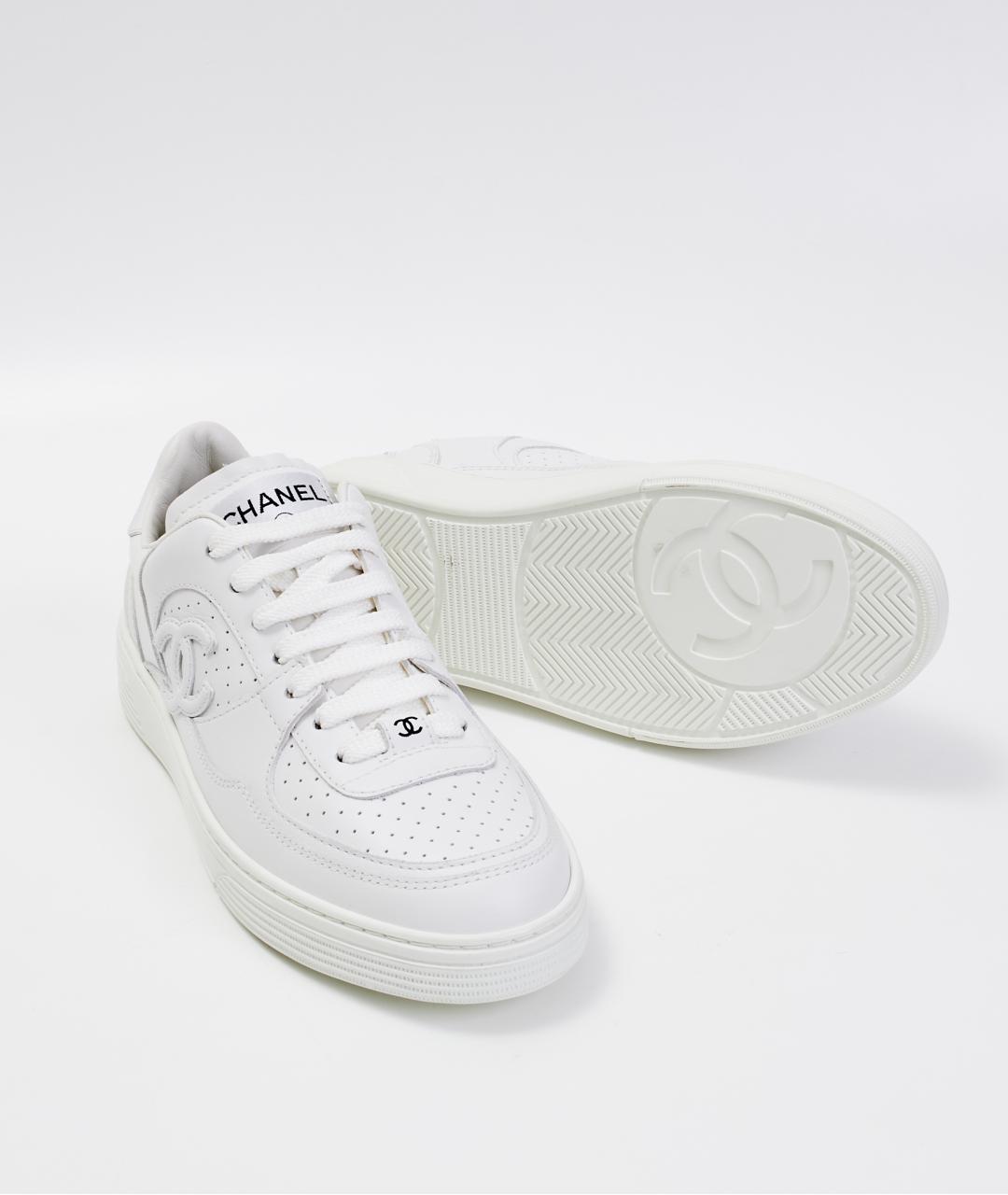 CHANEL Белые кожаные кроссовки, фото 6