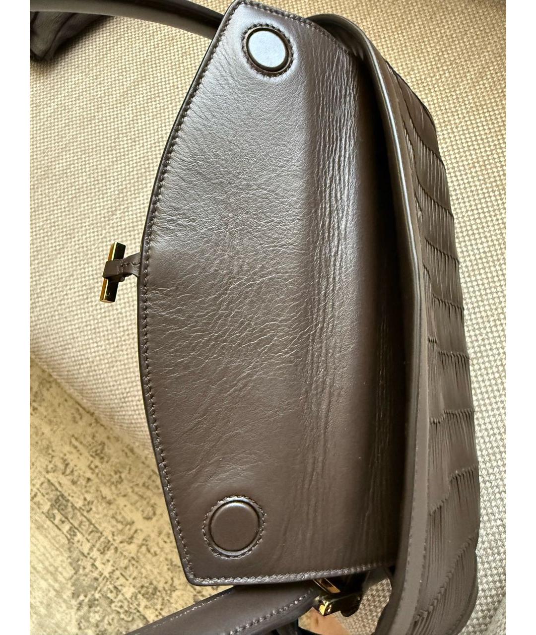 FERRAGAMO Коричневая кожаная сумка через плечо, фото 5