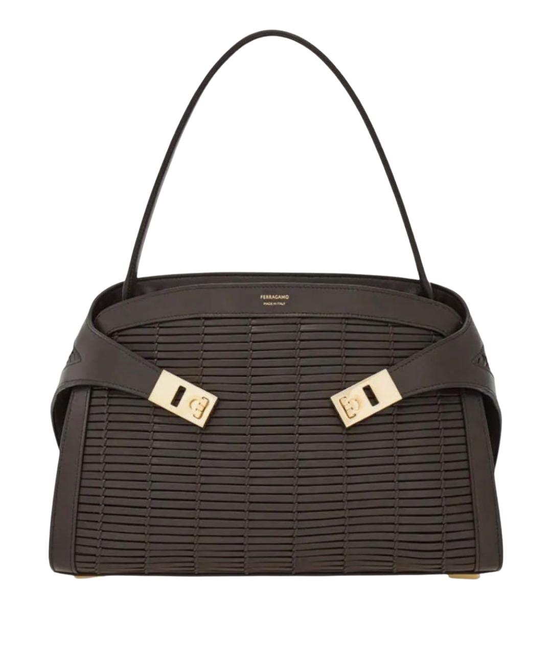 FERRAGAMO Коричневая кожаная сумка через плечо, фото 1