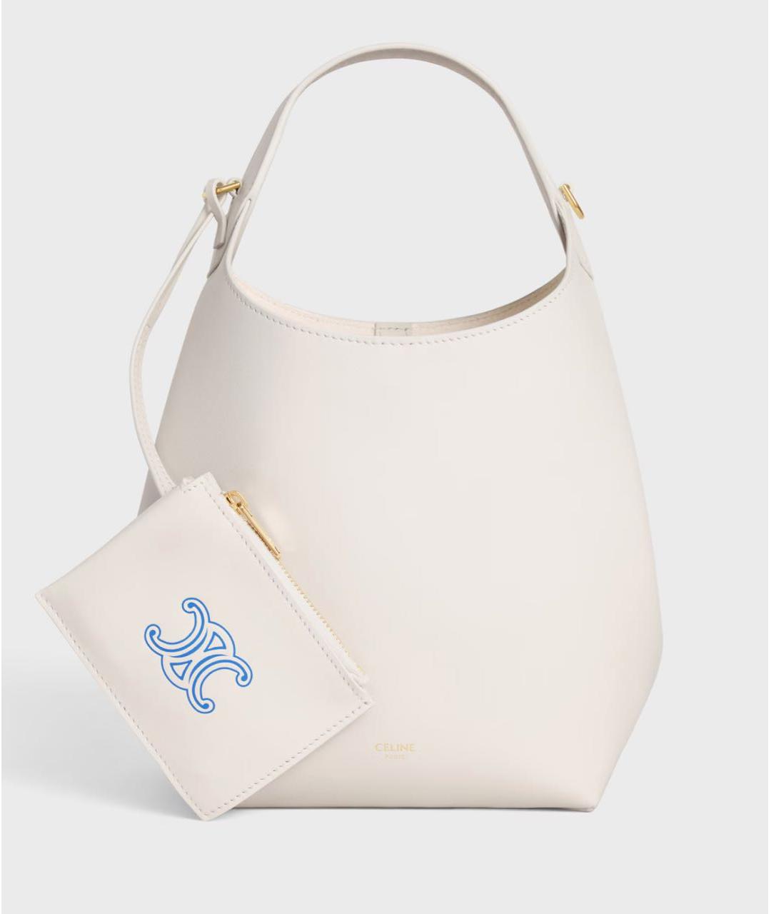 CELINE Белая кожаная сумка тоут, фото 4