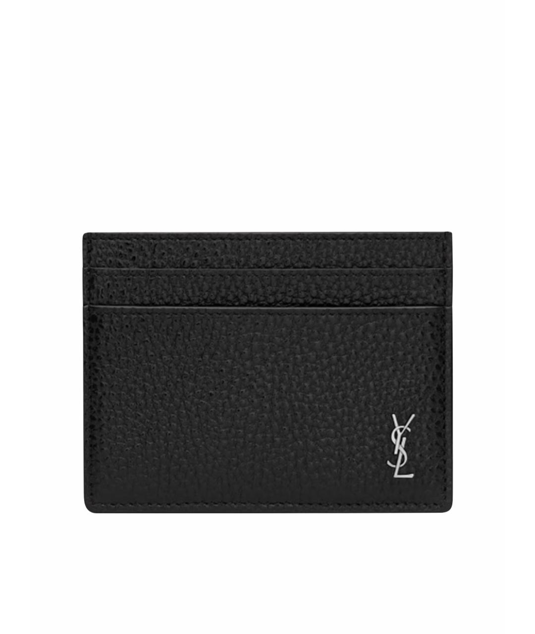 SAINT LAURENT Черный кожаный кардхолдер, фото 4