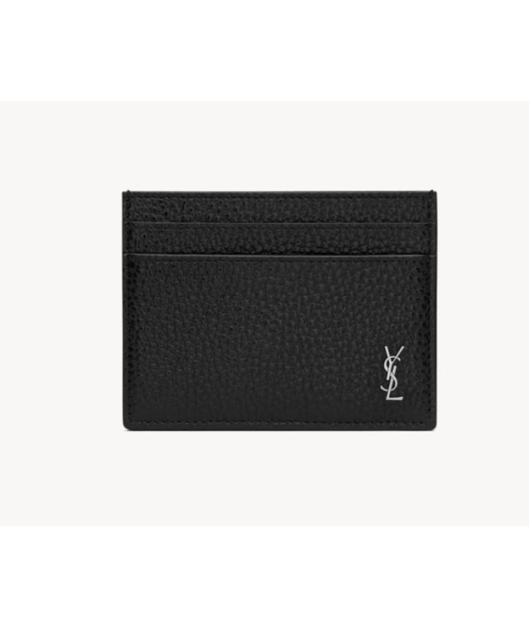 SAINT LAURENT Черный кожаный кардхолдер, фото 3