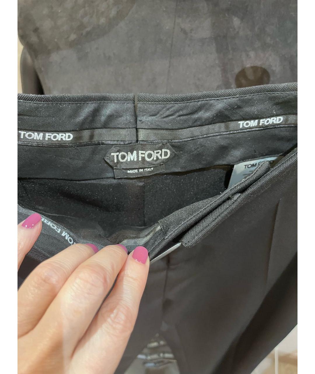 TOM FORD Черные шерстяные прямые брюки, фото 3
