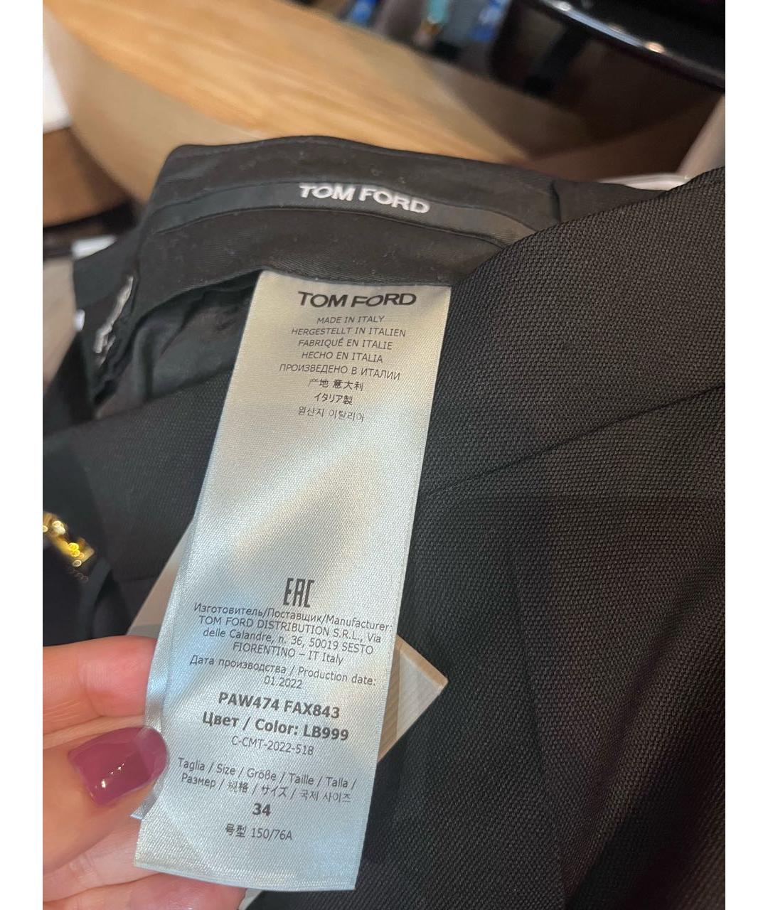 TOM FORD Черные шерстяные прямые брюки, фото 7