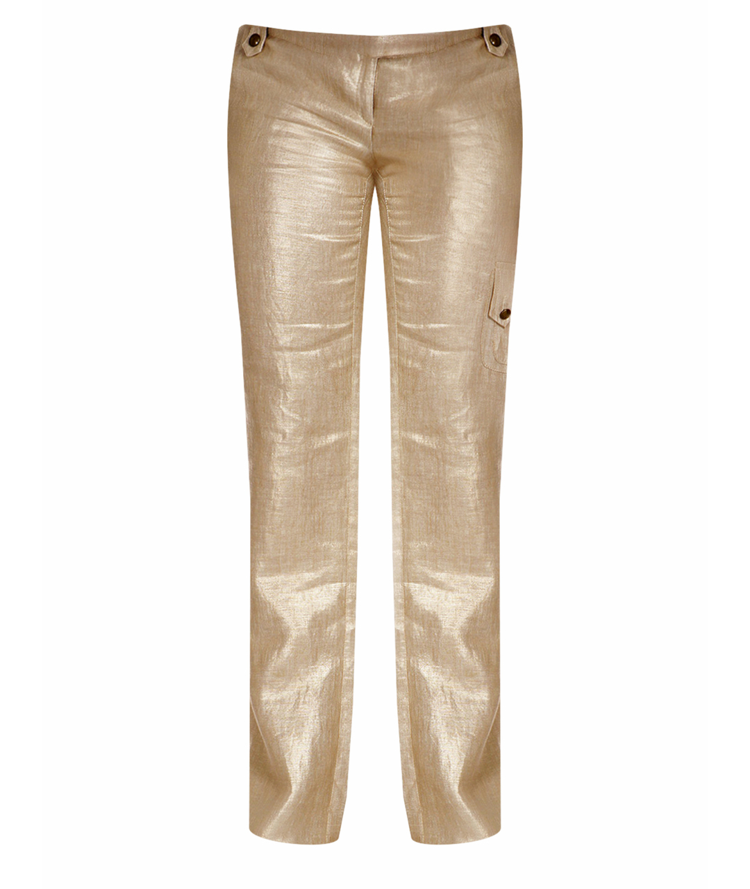 JOHN RICHMOND Золотые льняные прямые брюки, фото 1