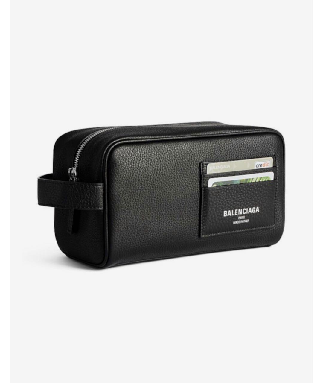 BALENCIAGA Черная кожаная барсетка, фото 2