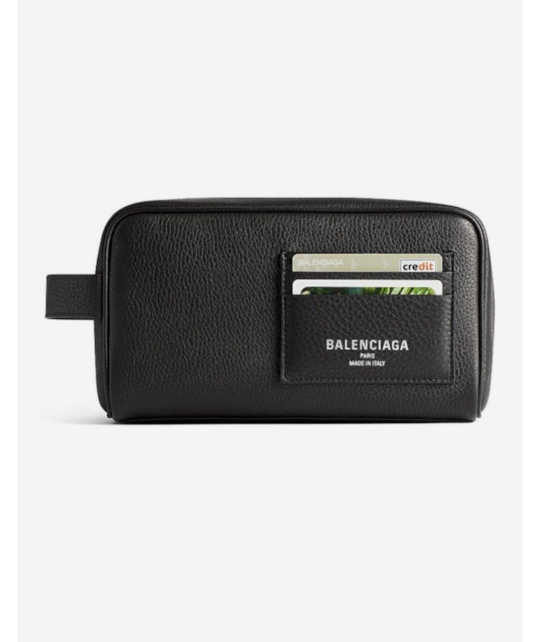 BALENCIAGA Черная кожаная барсетка, фото 6