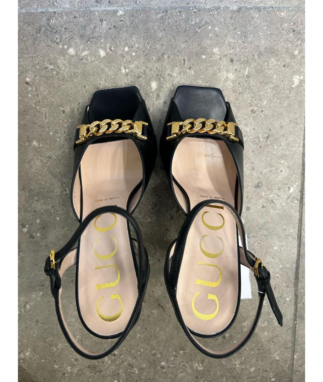 GUCCI Черные кожаные босоножки, фото 3