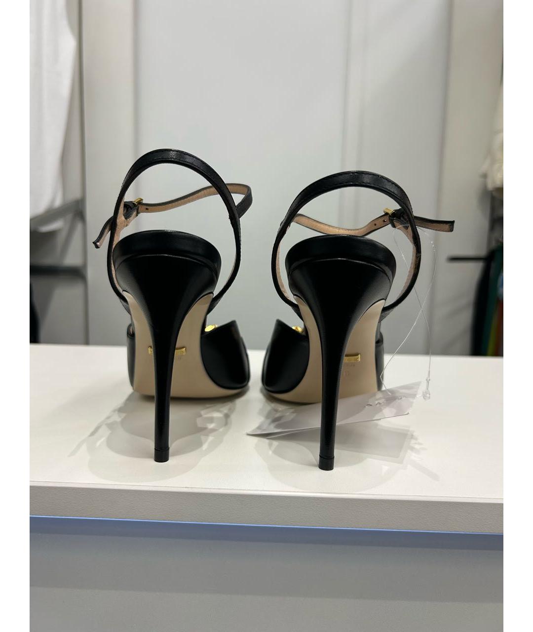 GUCCI Черные кожаные босоножки, фото 4