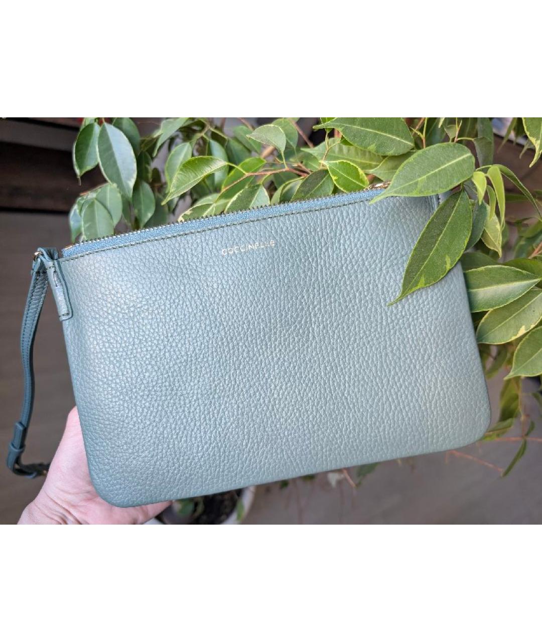 COCCINELLE Бирюзовая кожаная сумка через плечо, фото 6