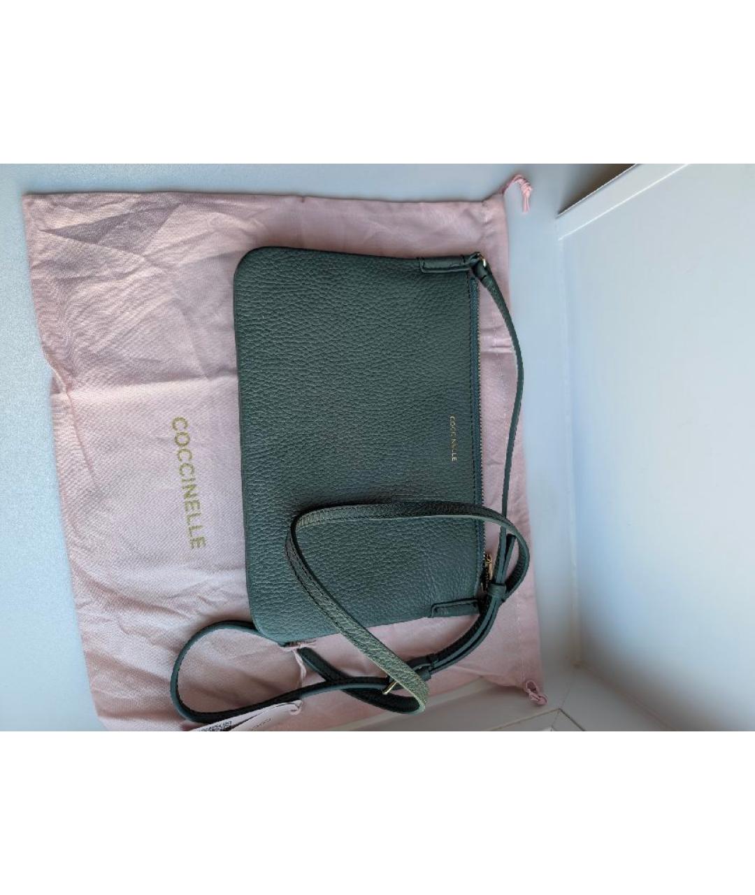 COCCINELLE Бирюзовая кожаная сумка через плечо, фото 5