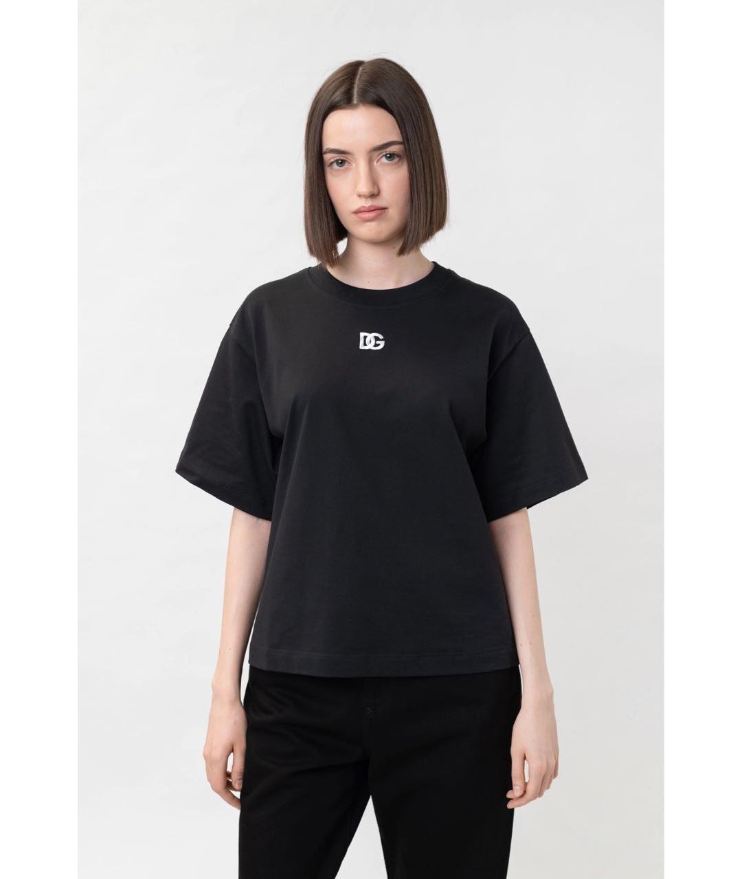 DOLCE&GABBANA Черная хлопковая футболка, фото 2